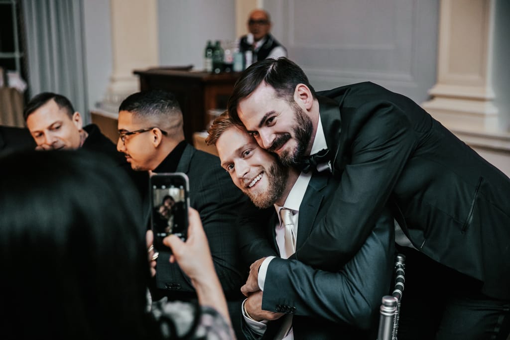 Kyle and Carl on their wedding day, photograph 95 of 100